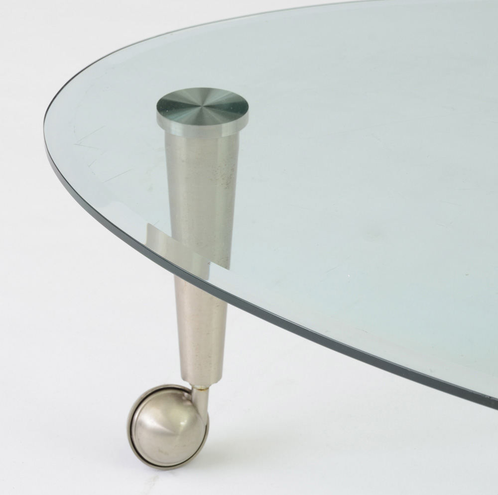 Modern Style Oval Beveled Glass Cocktail Table