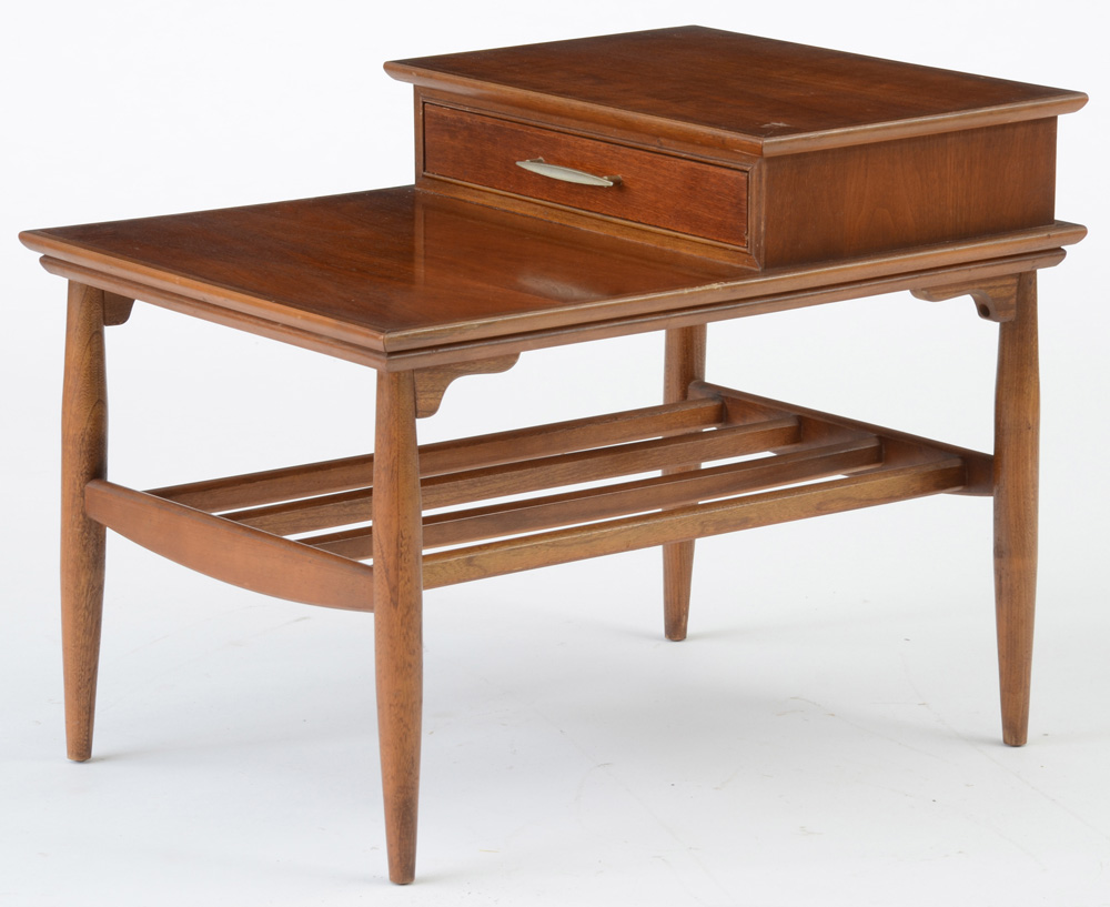 Pair of Walnut End Tables with Raised Drawer