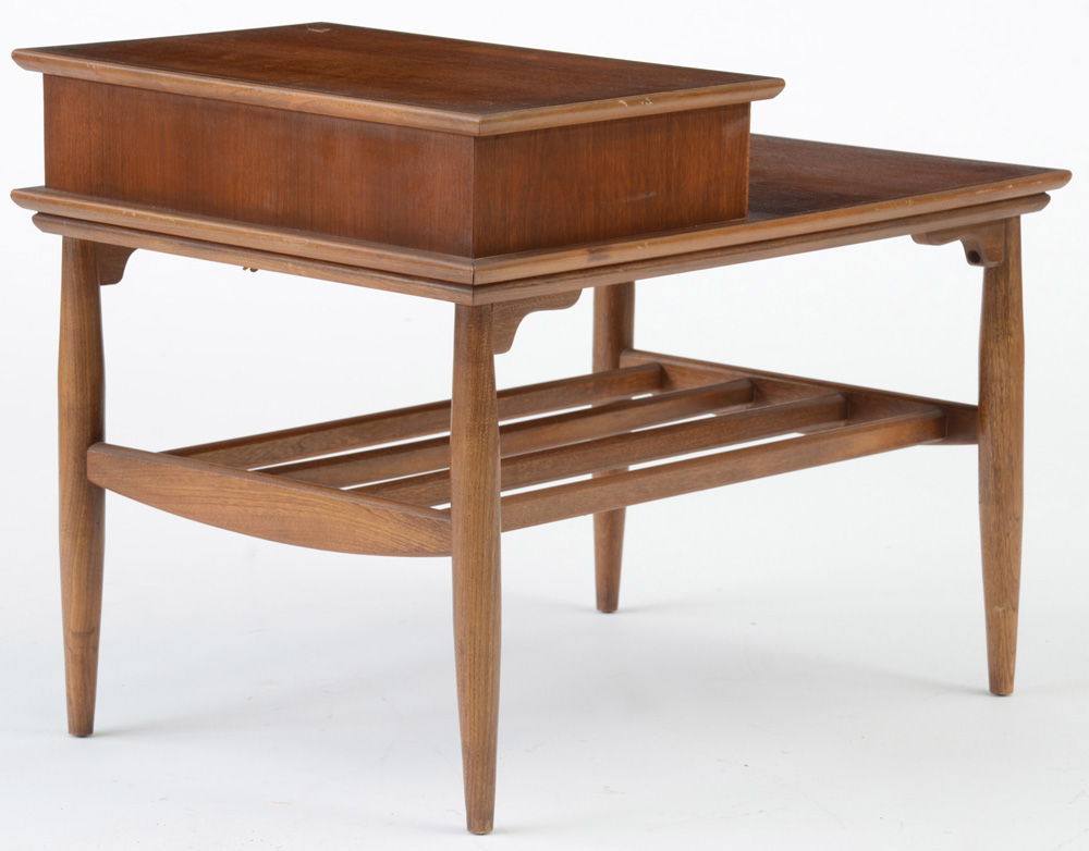 Pair of Walnut End Tables with Raised Drawer