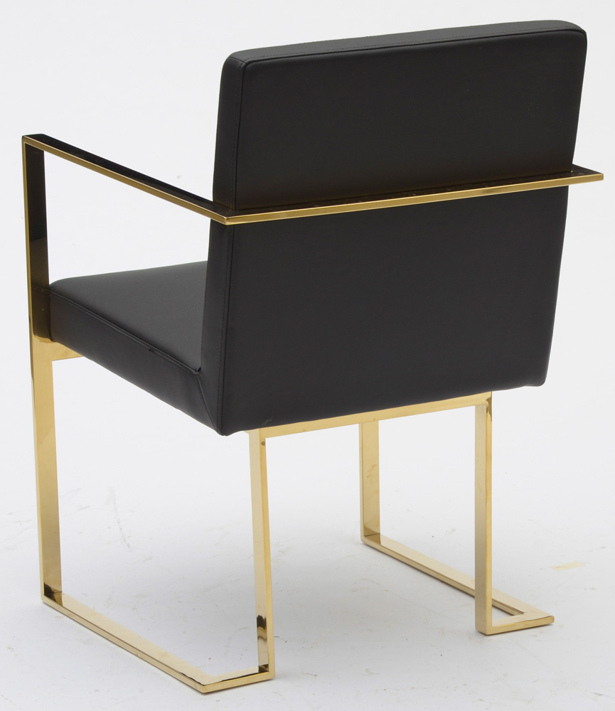 Brass Tone Flatbar Cantilevered Arm Chair