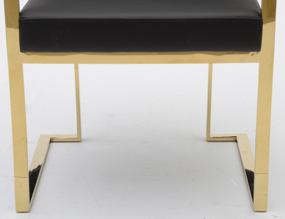 Brass Tone Flatbar Cantilevered Arm Chair