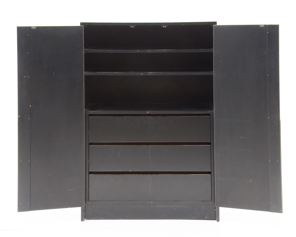 Black Lacquer and Burl Wardrobes
