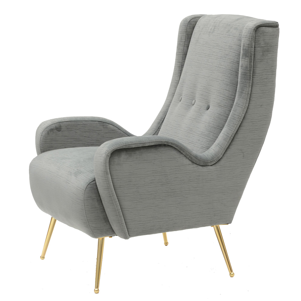 Dwell Studio "Pietro" Blue Velvet Lounge Chair