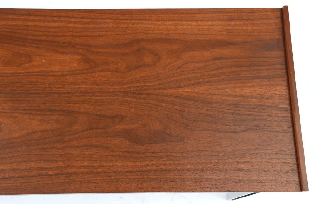 Mid-Century Walnut and Aluminum Coffee Table