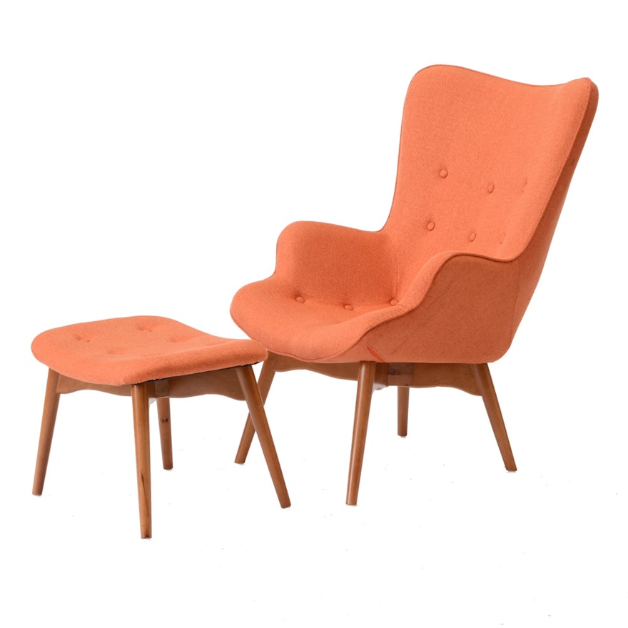 Contemporary Grant Featherston Contour Chair and Ottoman Replica