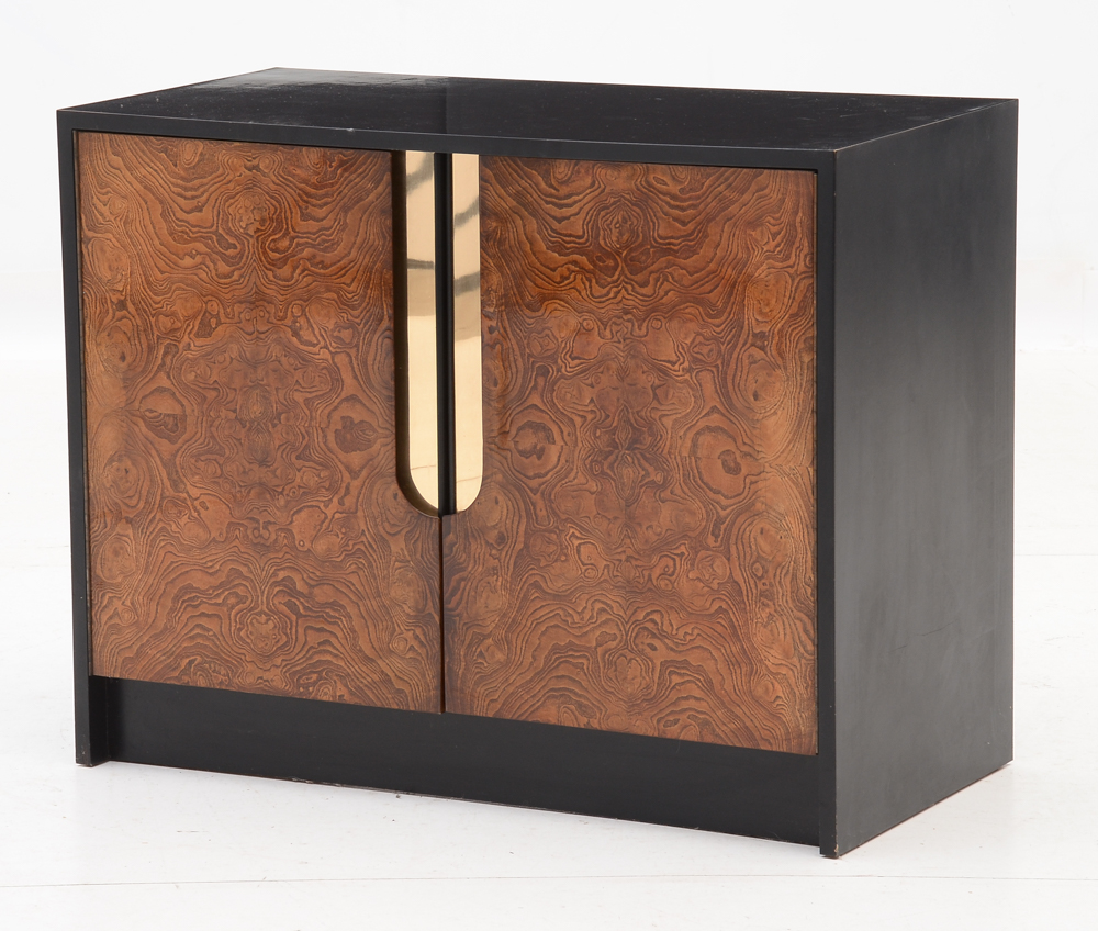 Small Black Lacquer and Burl Chest of Drawers