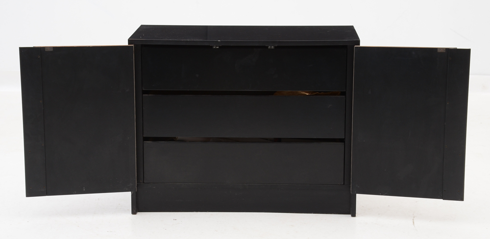 Small Black Lacquer and Burl Chest of Drawers