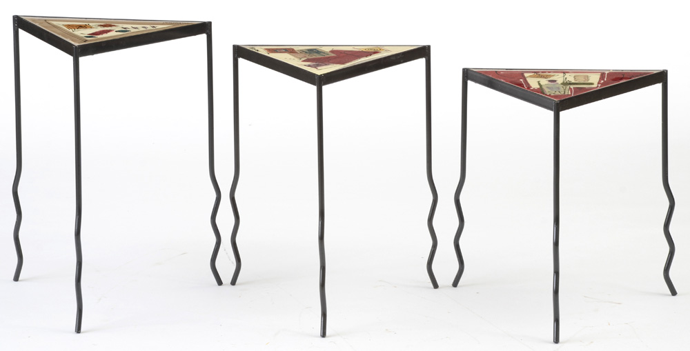 Staropoli Tile Top Triangular Stacking Tables