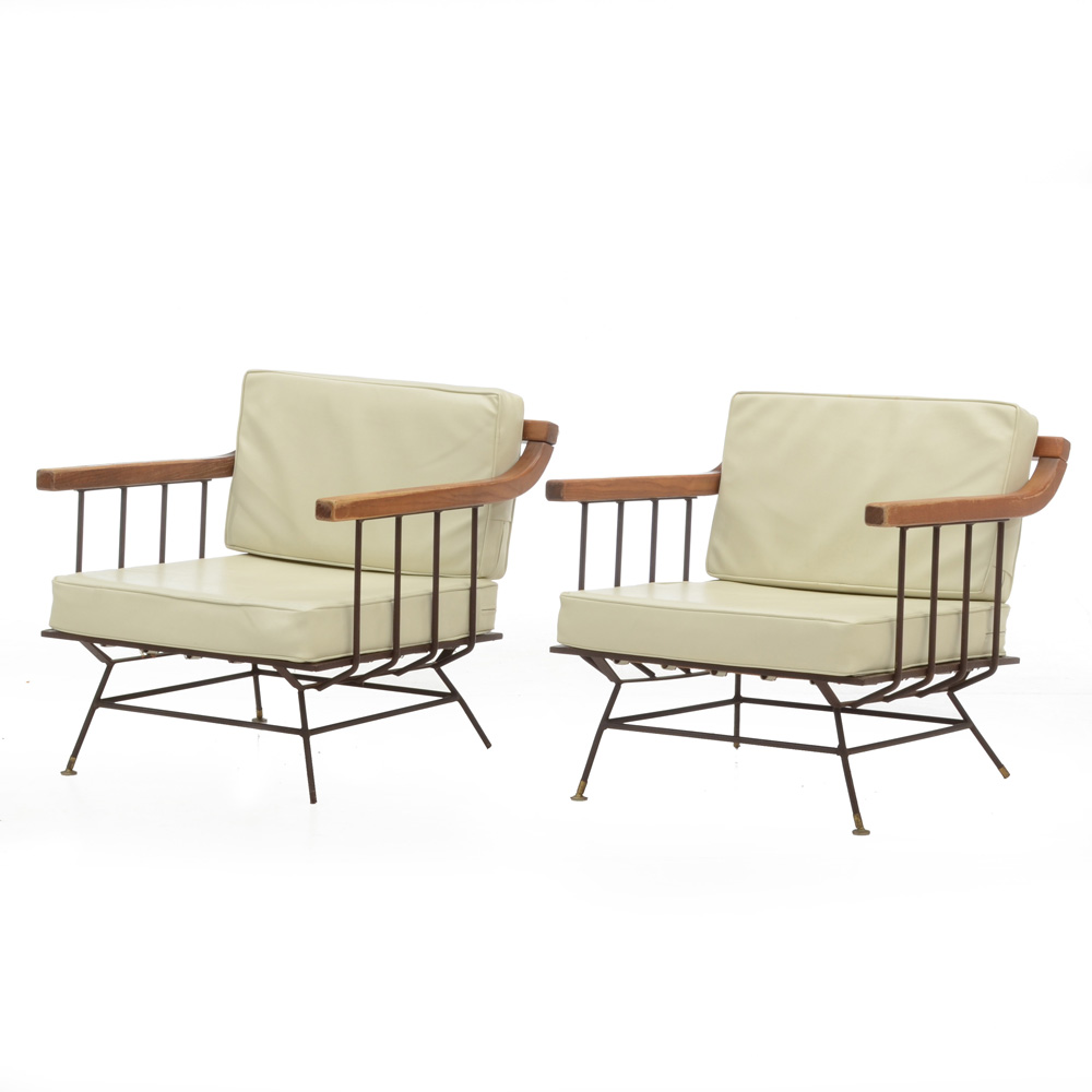 Richard McCarthy Style Iron and Elm Lounge Chairs