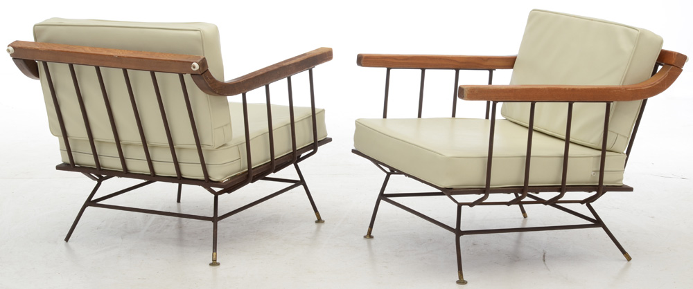 Richard McCarthy Style Iron and Elm Lounge Chairs