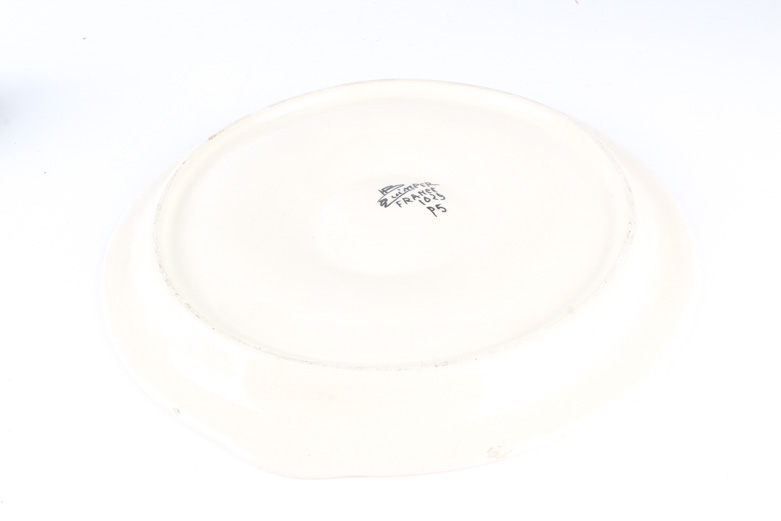 Henriot Quimper Egg Plate and Tri-Bowl Appetizer Server