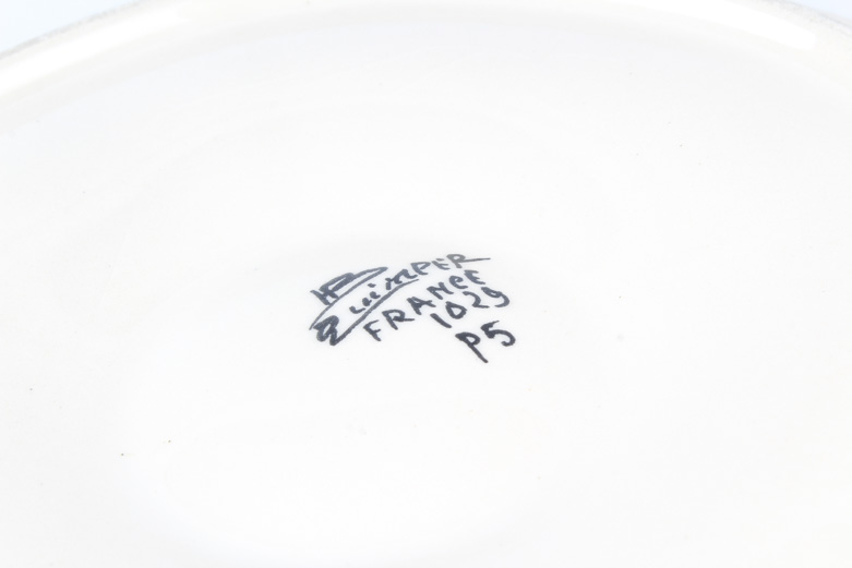 Henriot Quimper Egg Plate and Tri-Bowl Appetizer Server