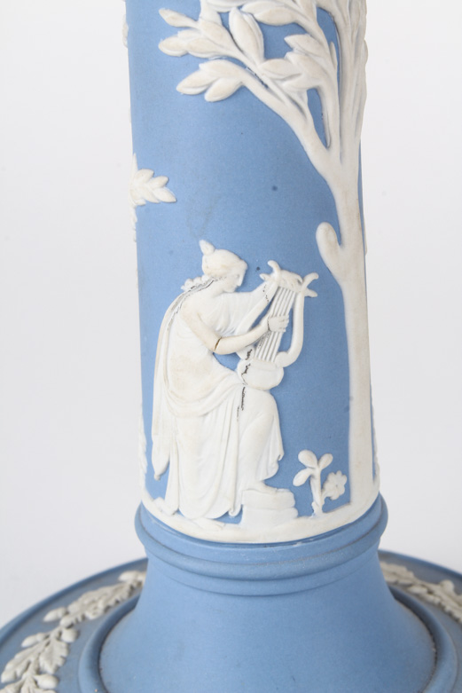 Pair of Wedgwood Blue Jasperware Candle Holders