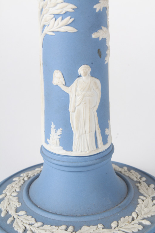 Pair of Wedgwood Blue Jasperware Candle Holders