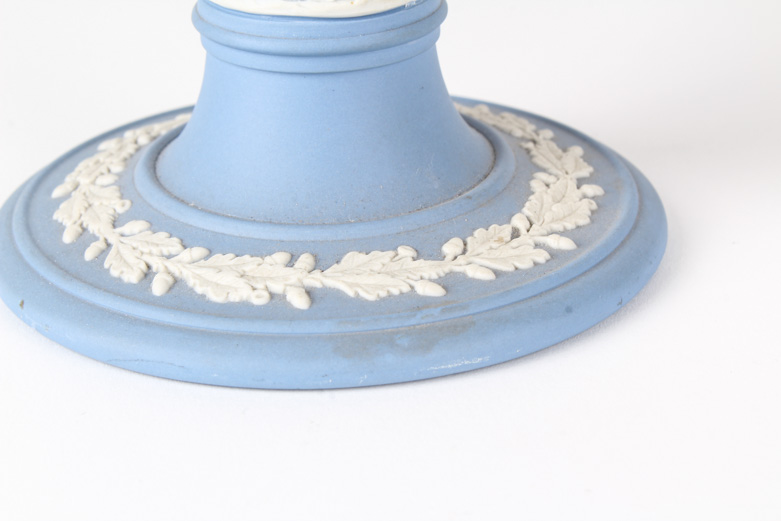 Pair of Wedgwood Blue Jasperware Candle Holders