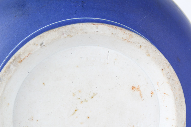 Wedgwood Cream on Blue Jasperware Pitcher and Lidded Dish