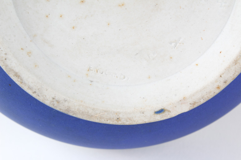 Wedgwood Cream on Blue Jasperware Pitcher and Lidded Dish