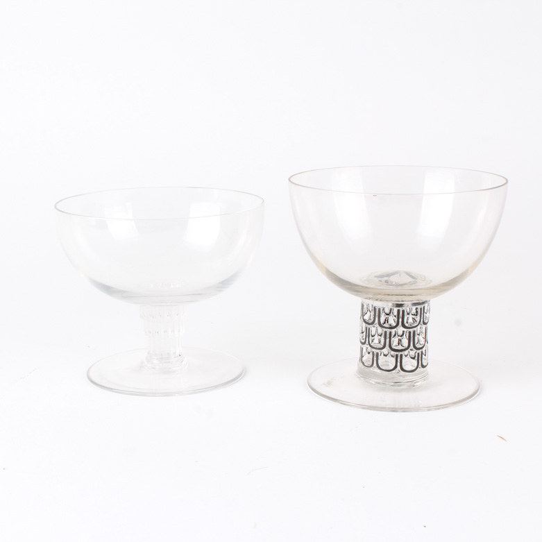 Rene Lalique Crystal Champagne Coupes