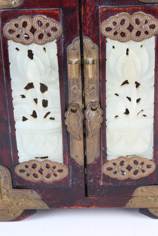 Vintage Chinese Jewelry Box with Serpentine Panels