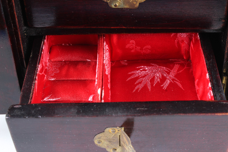 Vintage Chinese Jewelry Box with Serpentine Panels