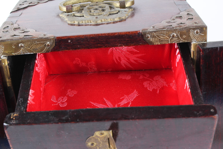 Vintage Chinese Jewelry Box with Serpentine Panels