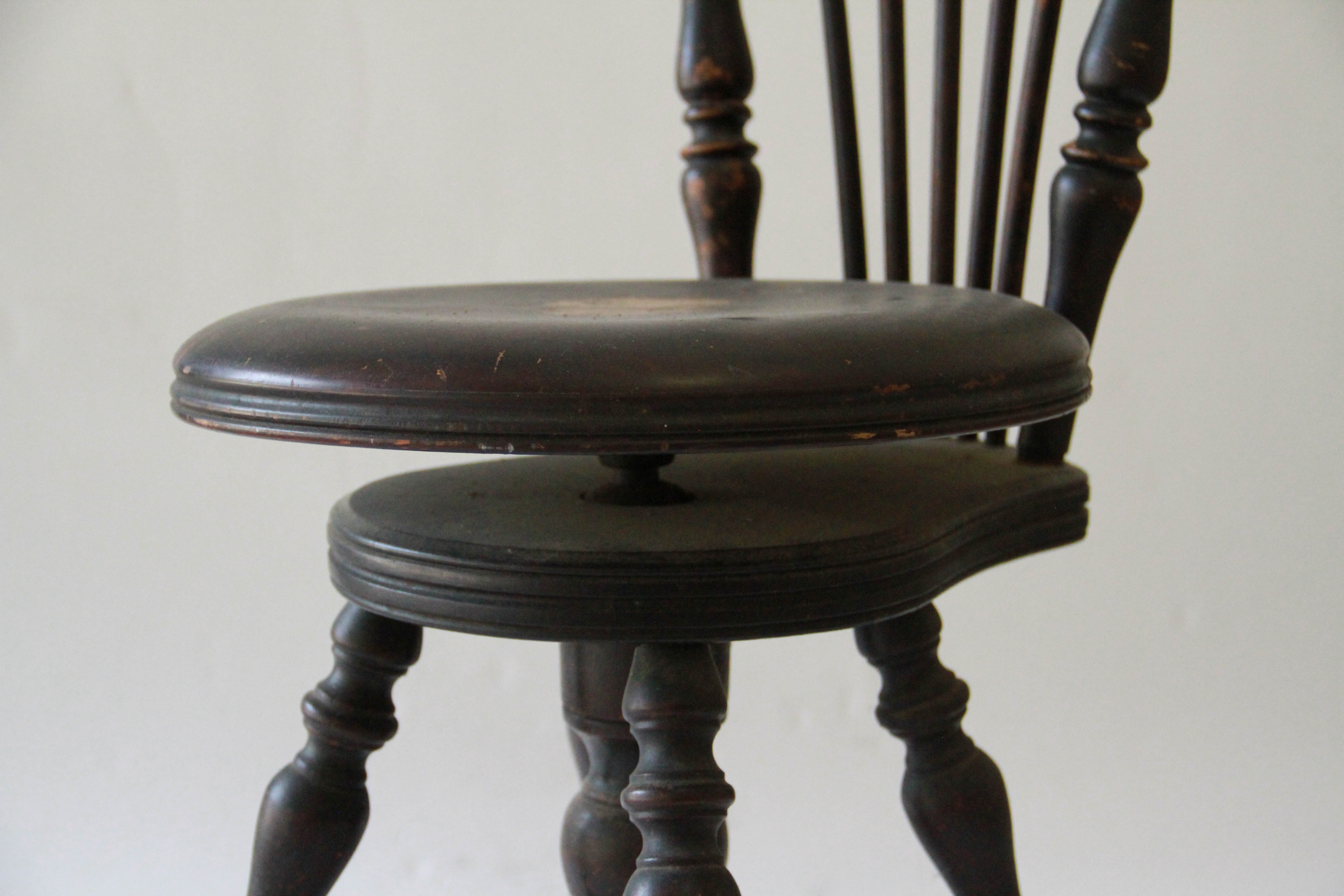 Antique Spindle Back Wooden Piano Stool