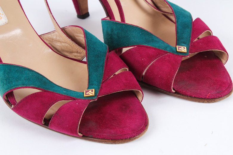 Gucci Two-Tone Suede Slingback Sandals