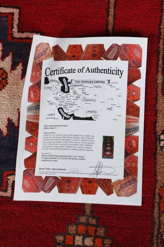 Hand-Knotted Persian Ardabil Area Rug