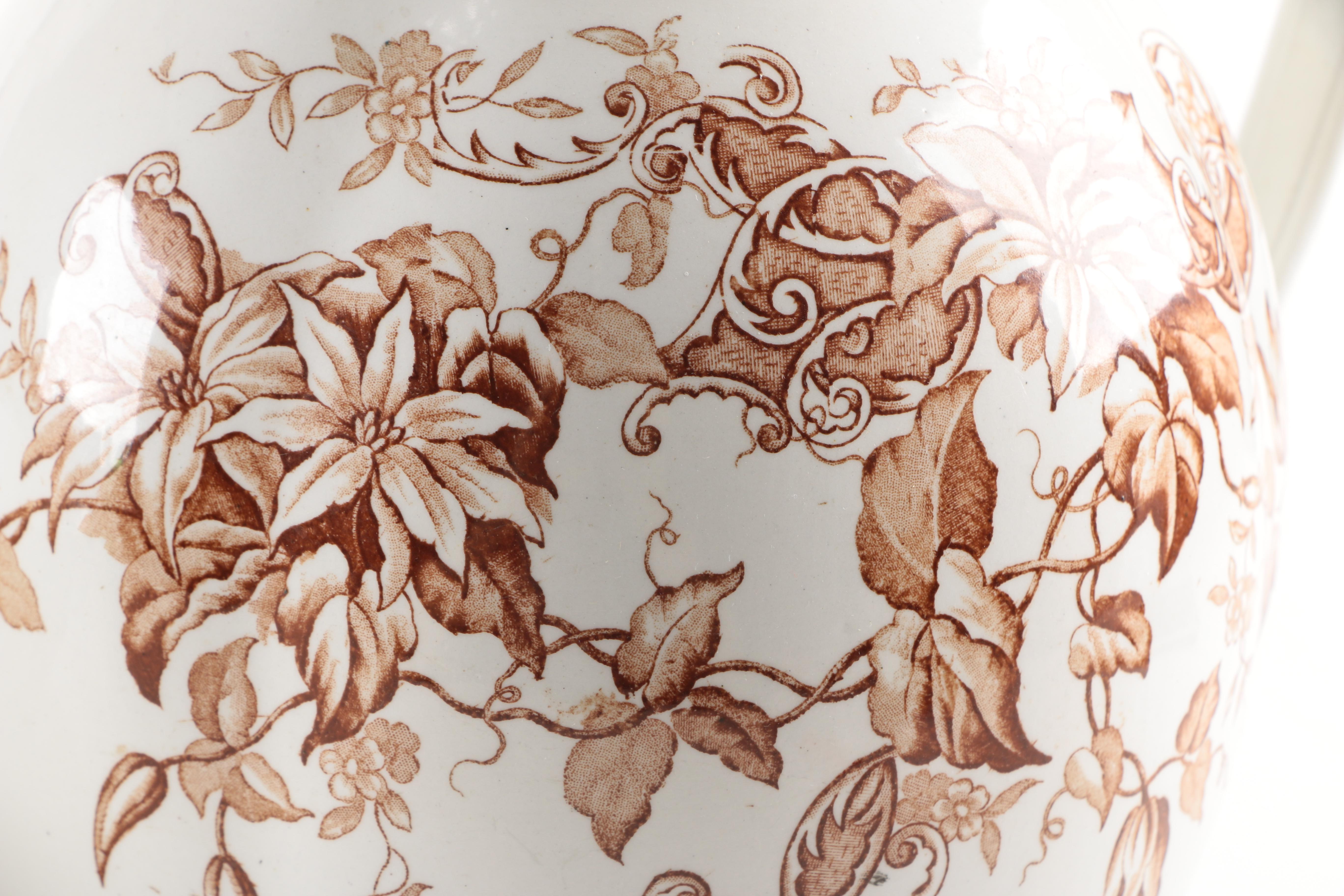 Antique Clementson Bros "Orleans" Ironstone Wash Basin and Pitcher