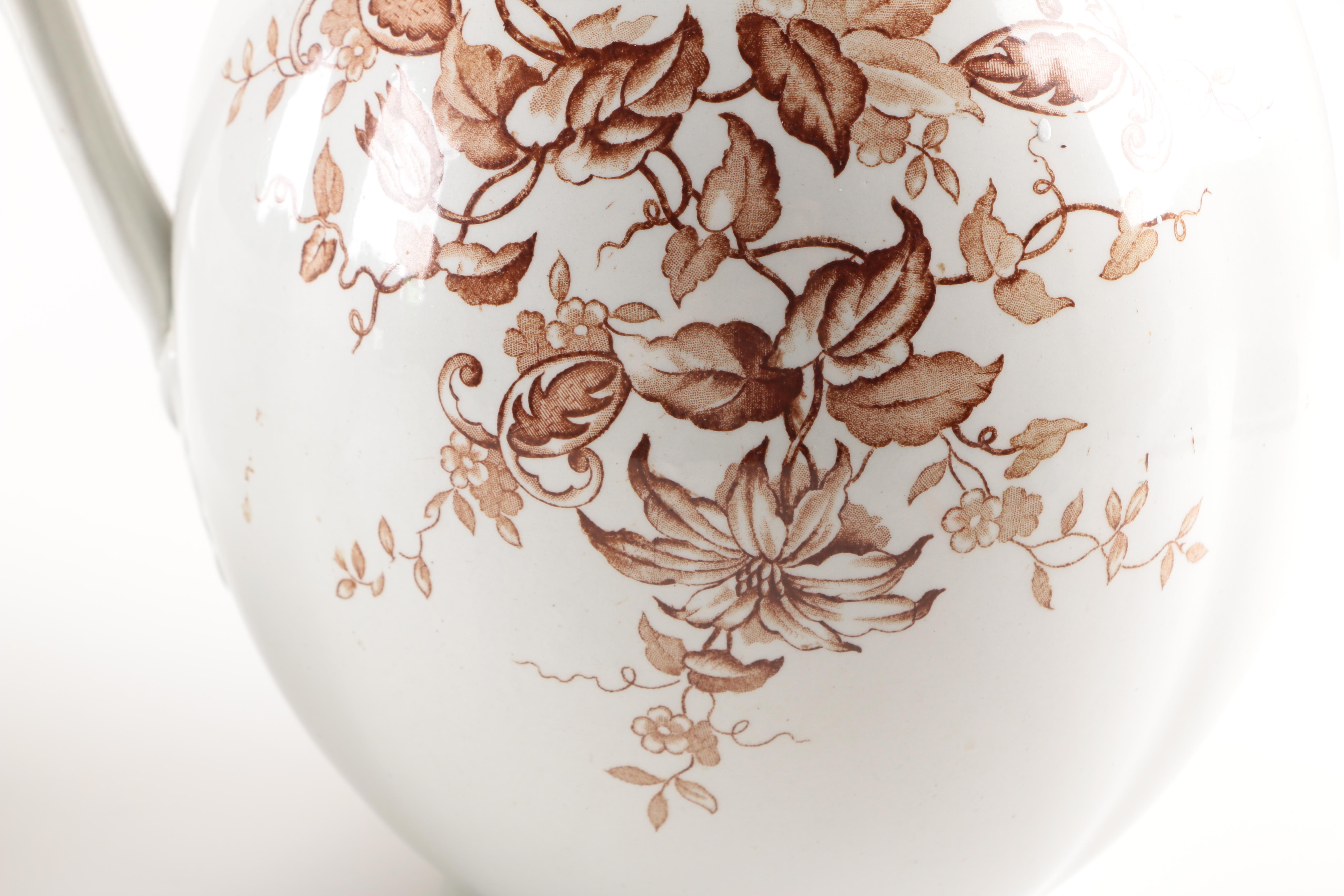 Antique Clementson Bros "Orleans" Ironstone Wash Basin and Pitcher