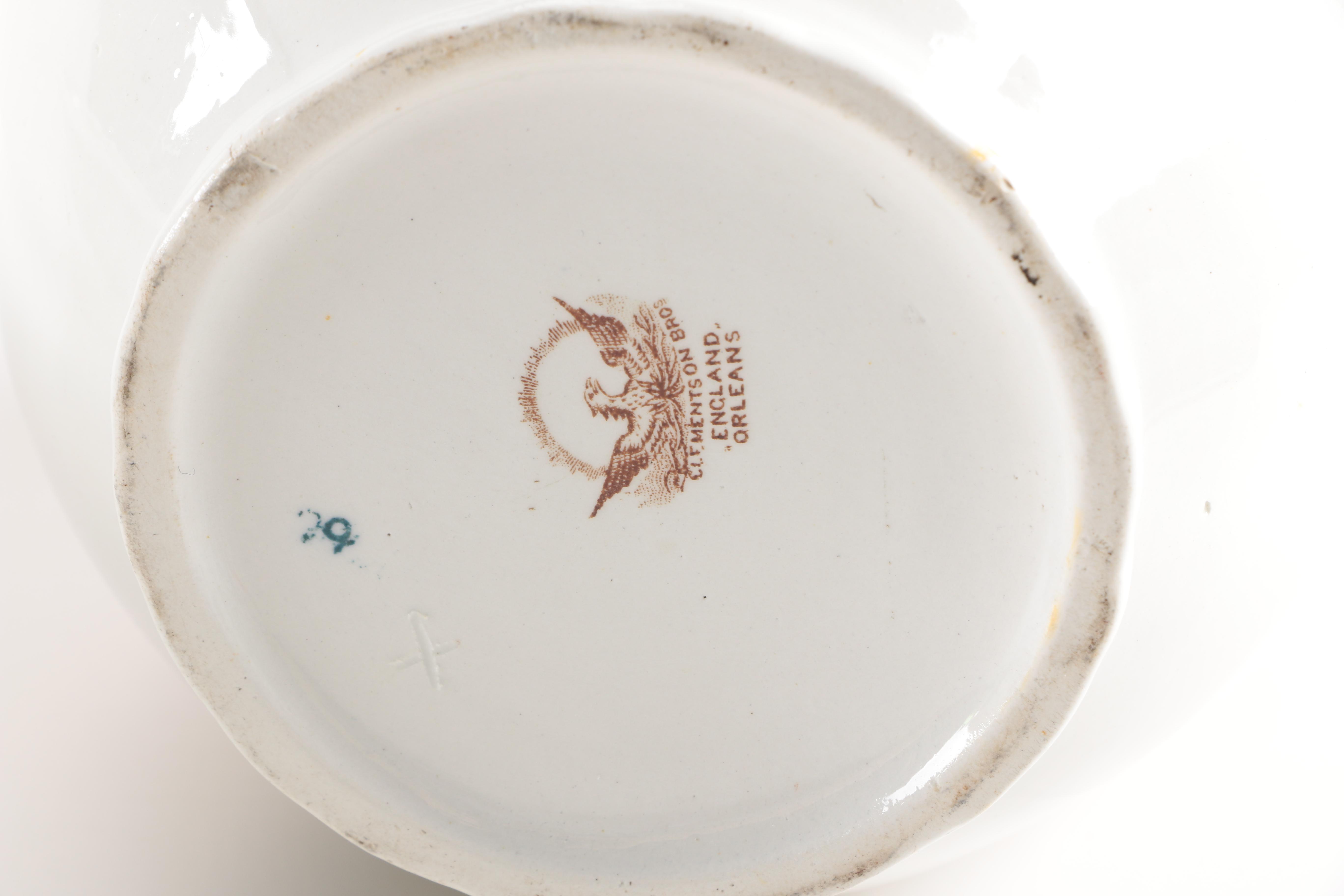 Antique Clementson Bros "Orleans" Ironstone Wash Basin and Pitcher