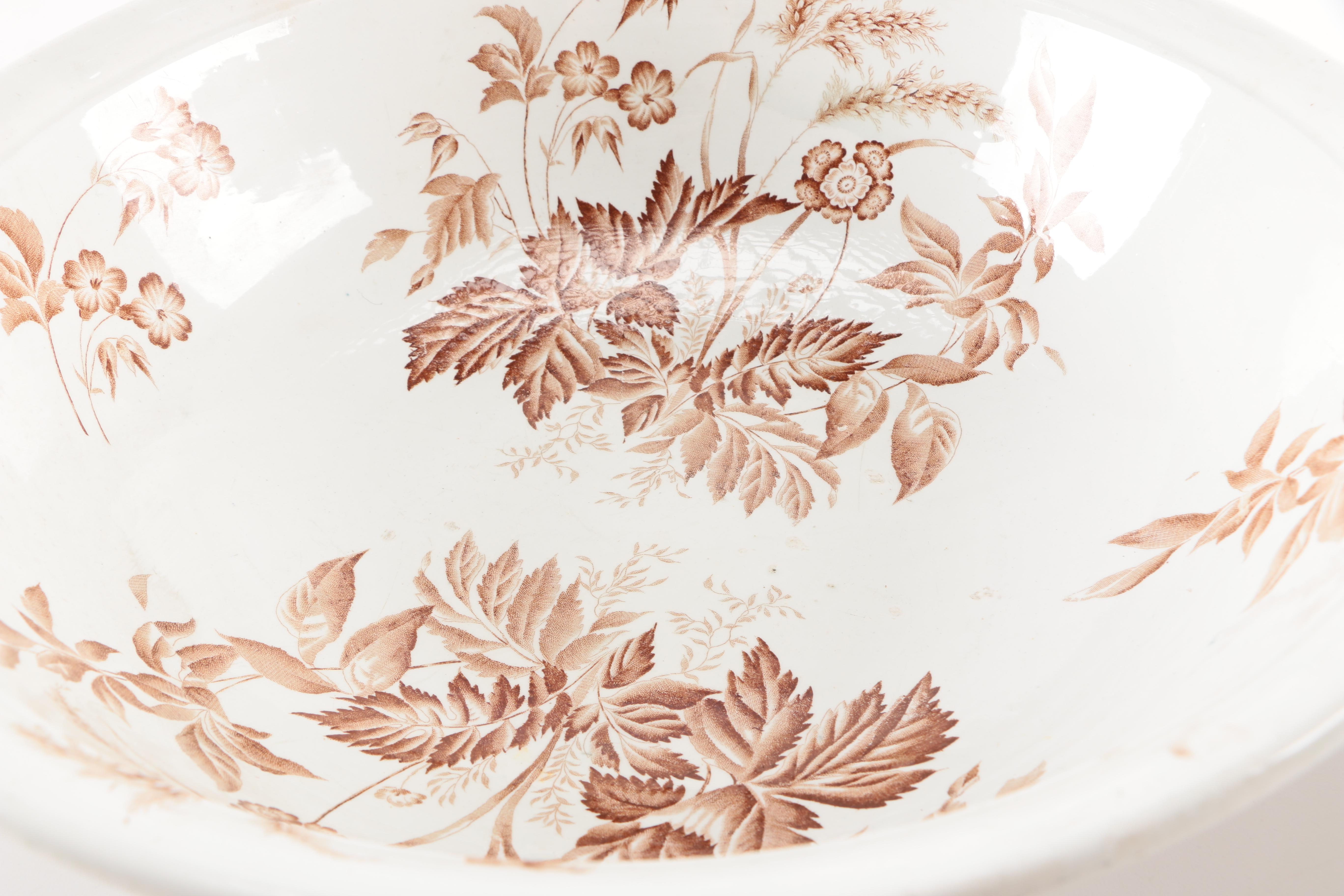 Antique Clementson Bros "Orleans" Ironstone Wash Basin and Pitcher