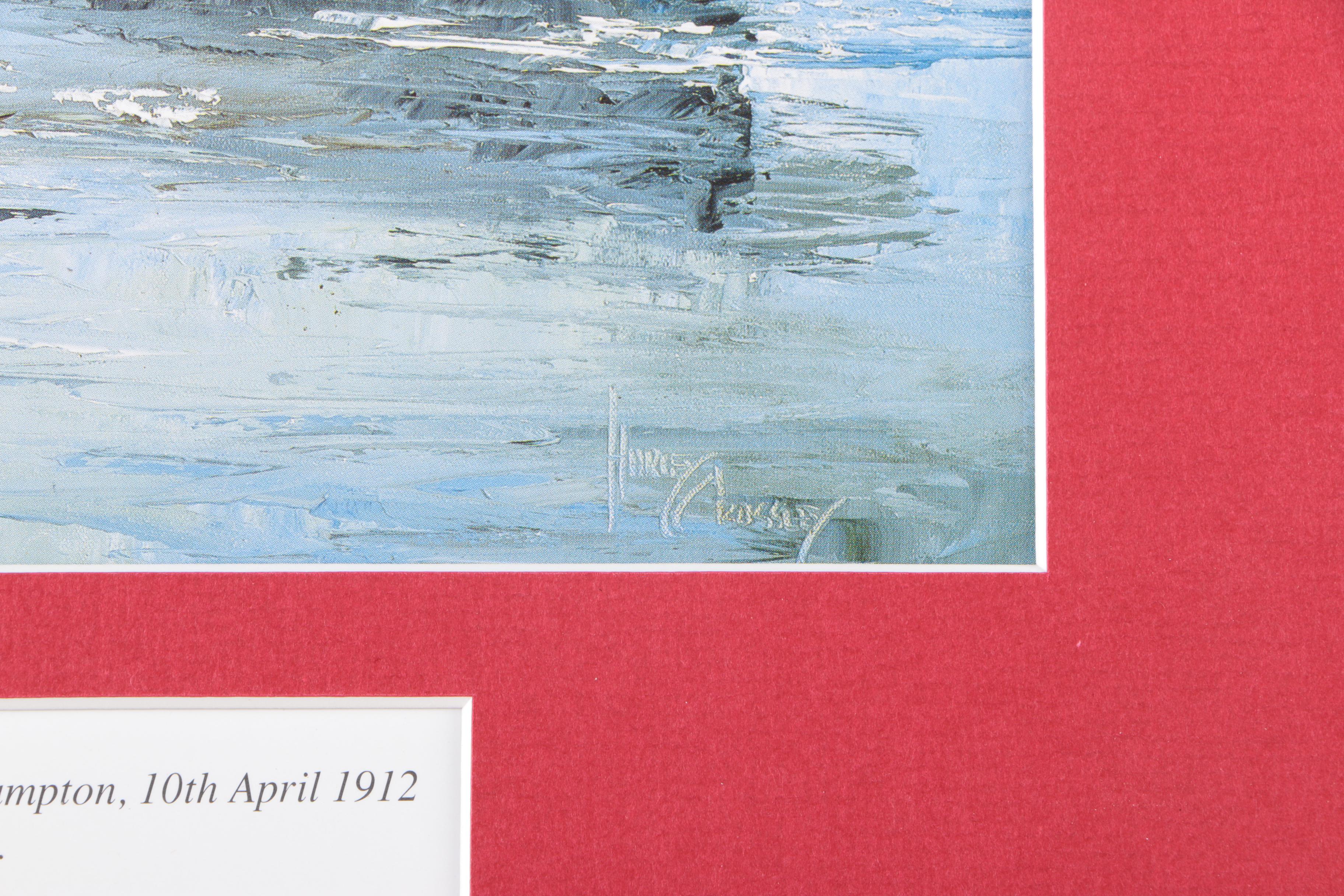 After Harley Crossley Offset Lithographs "Queen Mary", "Titanic Departure", and "Queen Elizabeth 2 Refitting at Blohm & Voss, Hamburg"