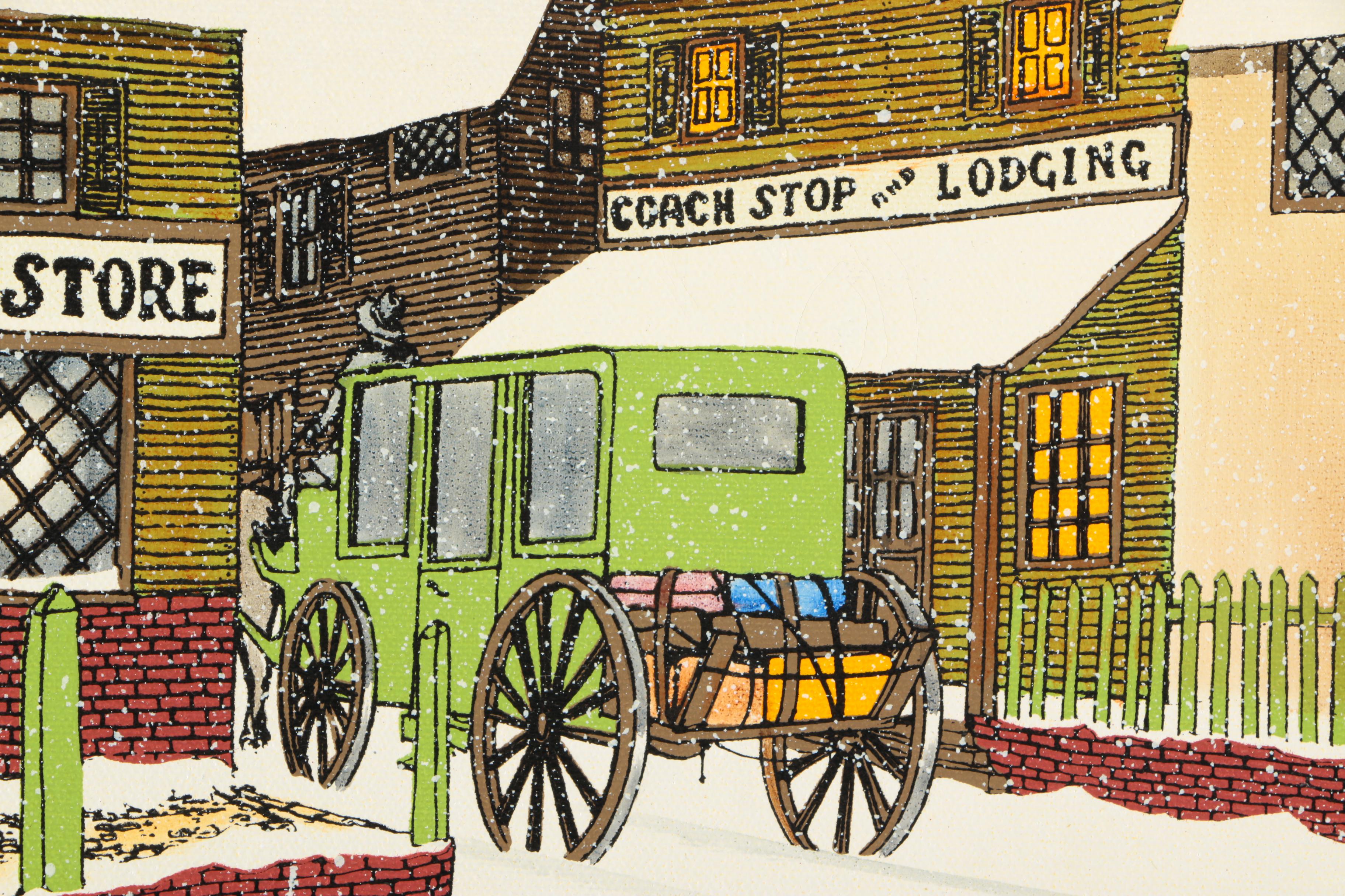 After H. Hargrove Serigraph on Canvas "General Store"