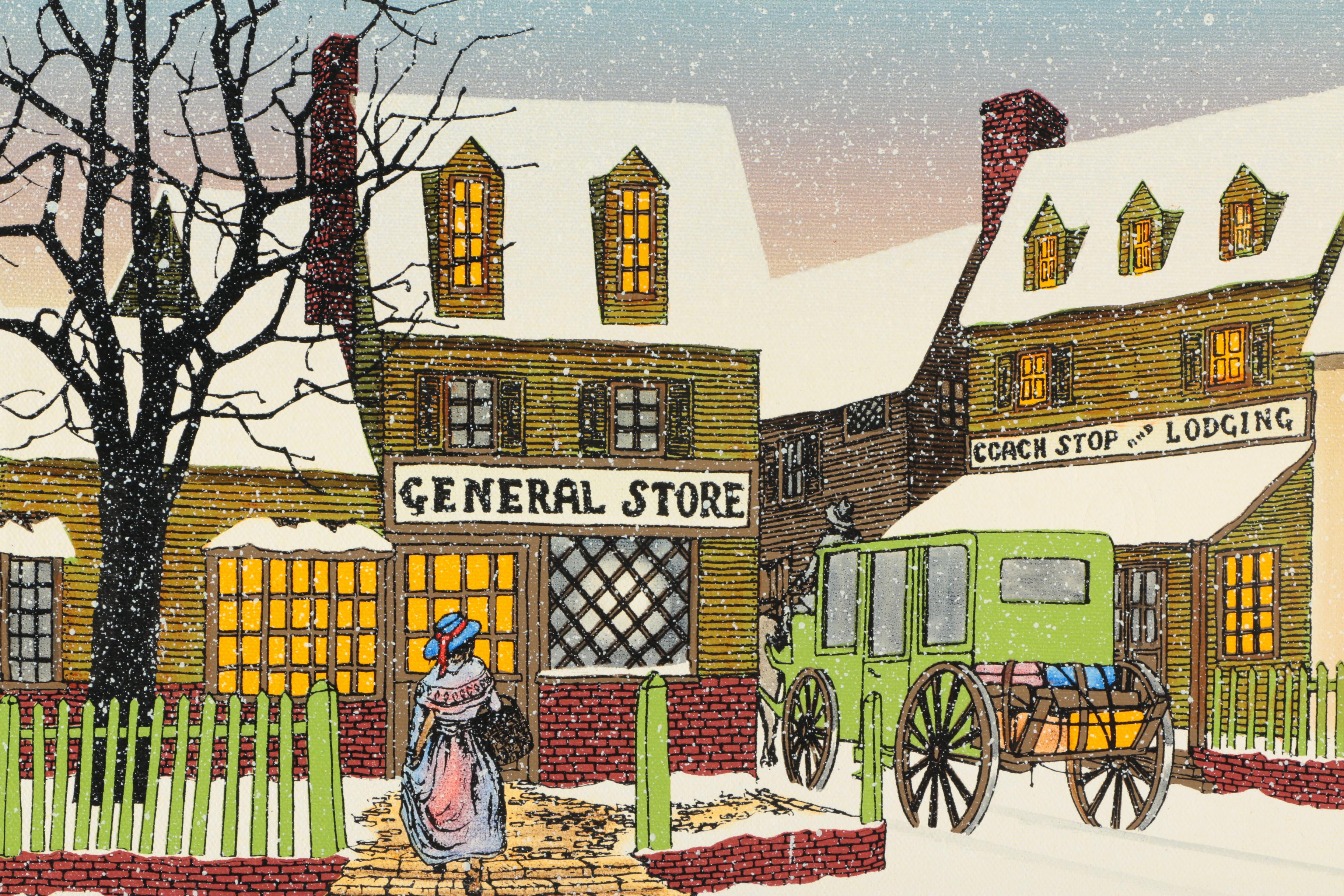 After H. Hargrove Serigraph on Canvas "General Store"