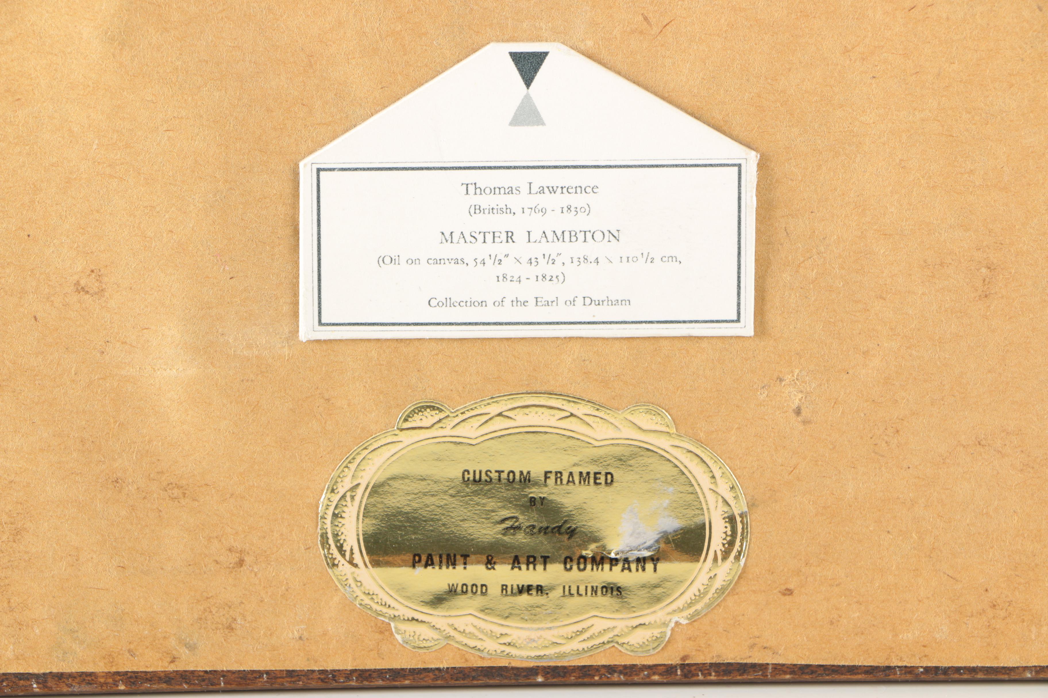 After Sir Thomas Lawrence Chromolithograph on Paper "Master Lambton"