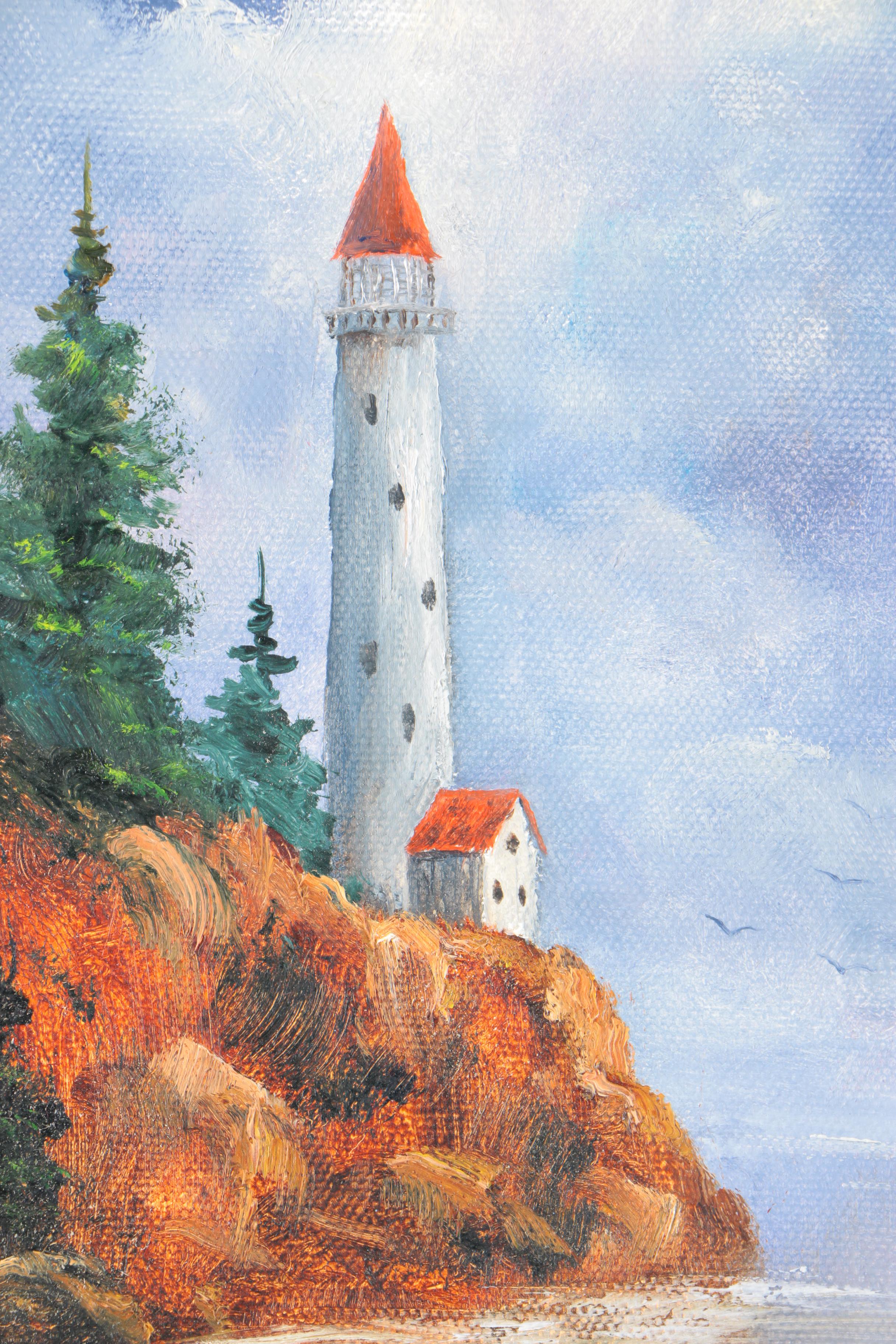 Oil Painting on Canvas Lighthouse Coastal Landscape