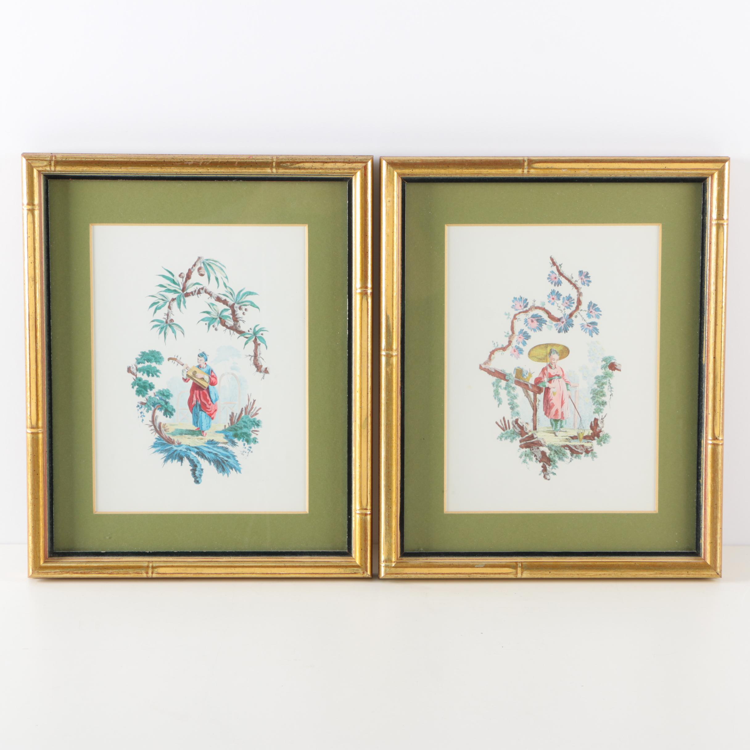 Pair of Framed Chinese Inspired Offset Lithographs