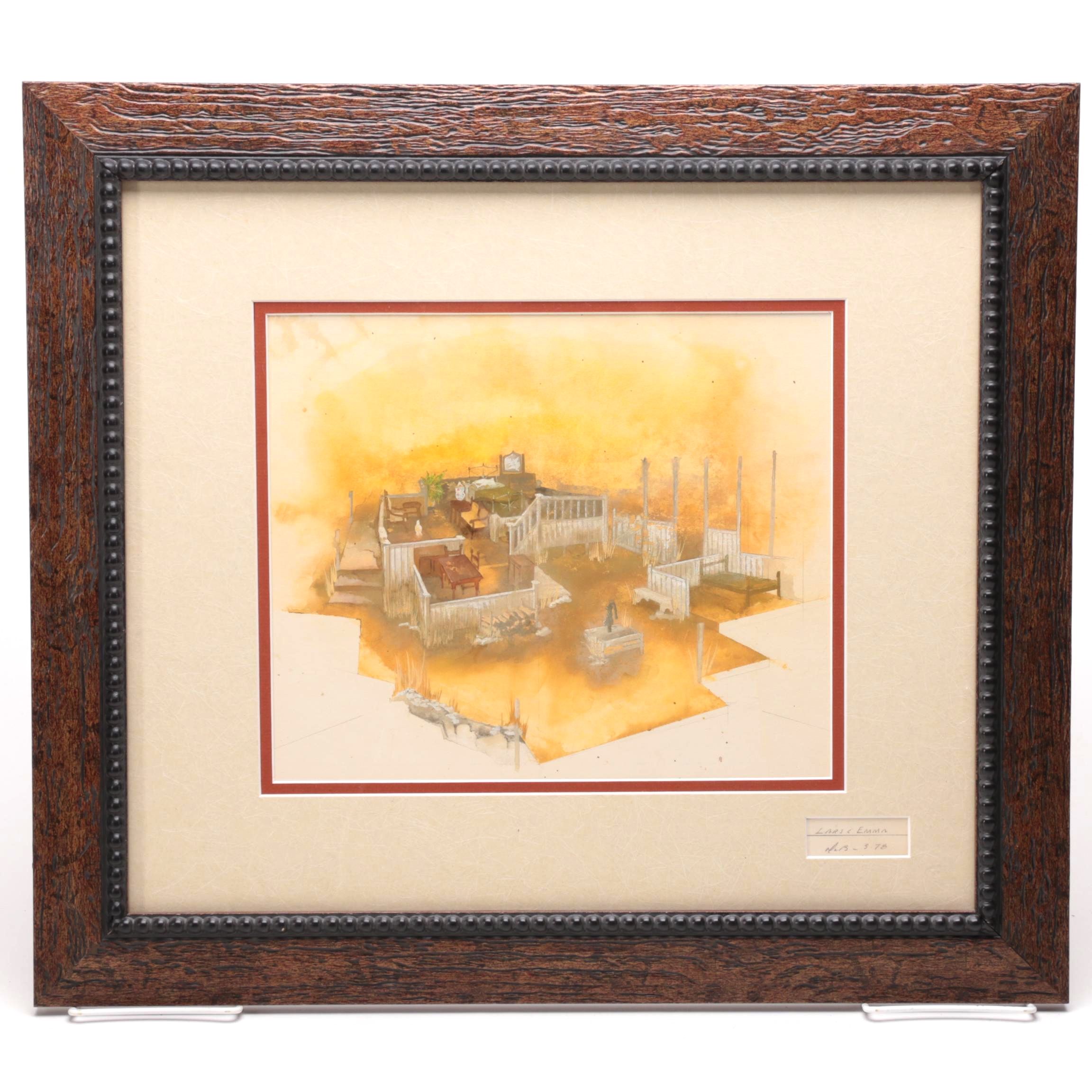 Watercolor and Gouache on Paper of Open House