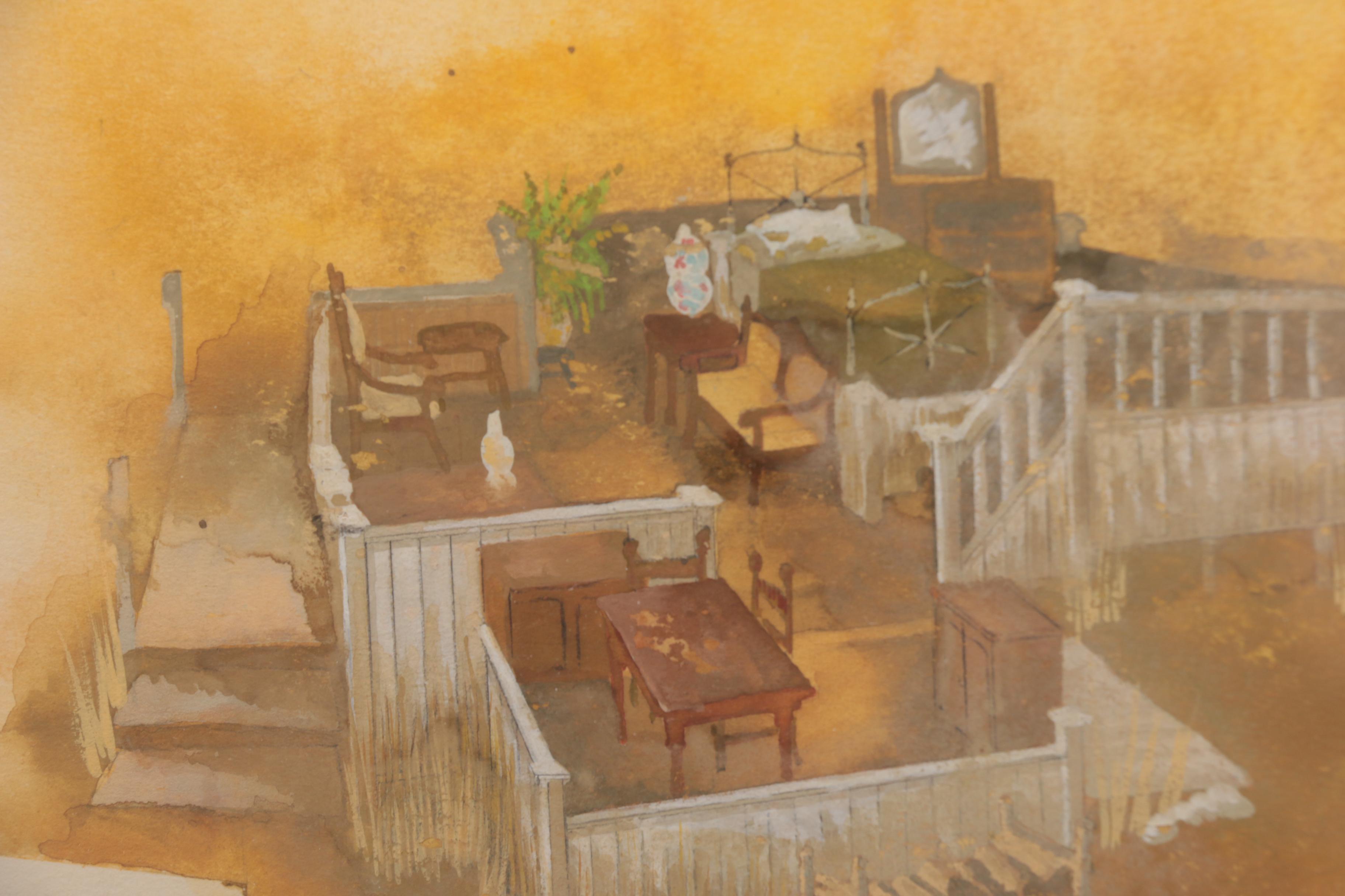 Watercolor and Gouache on Paper of Open House