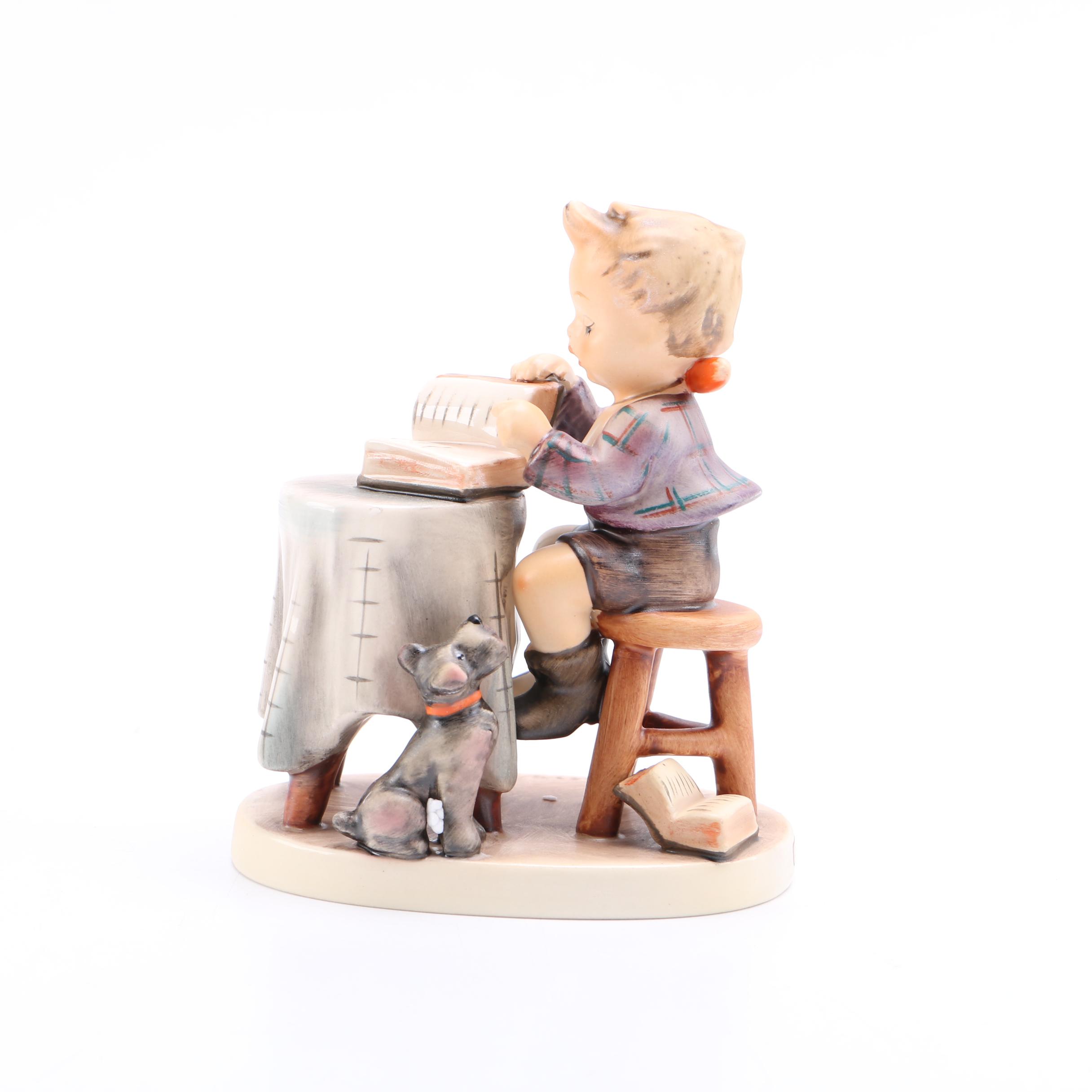 Goebel Hummel Porcelain Figurine of Child and Dog "Little Bookkeeper"