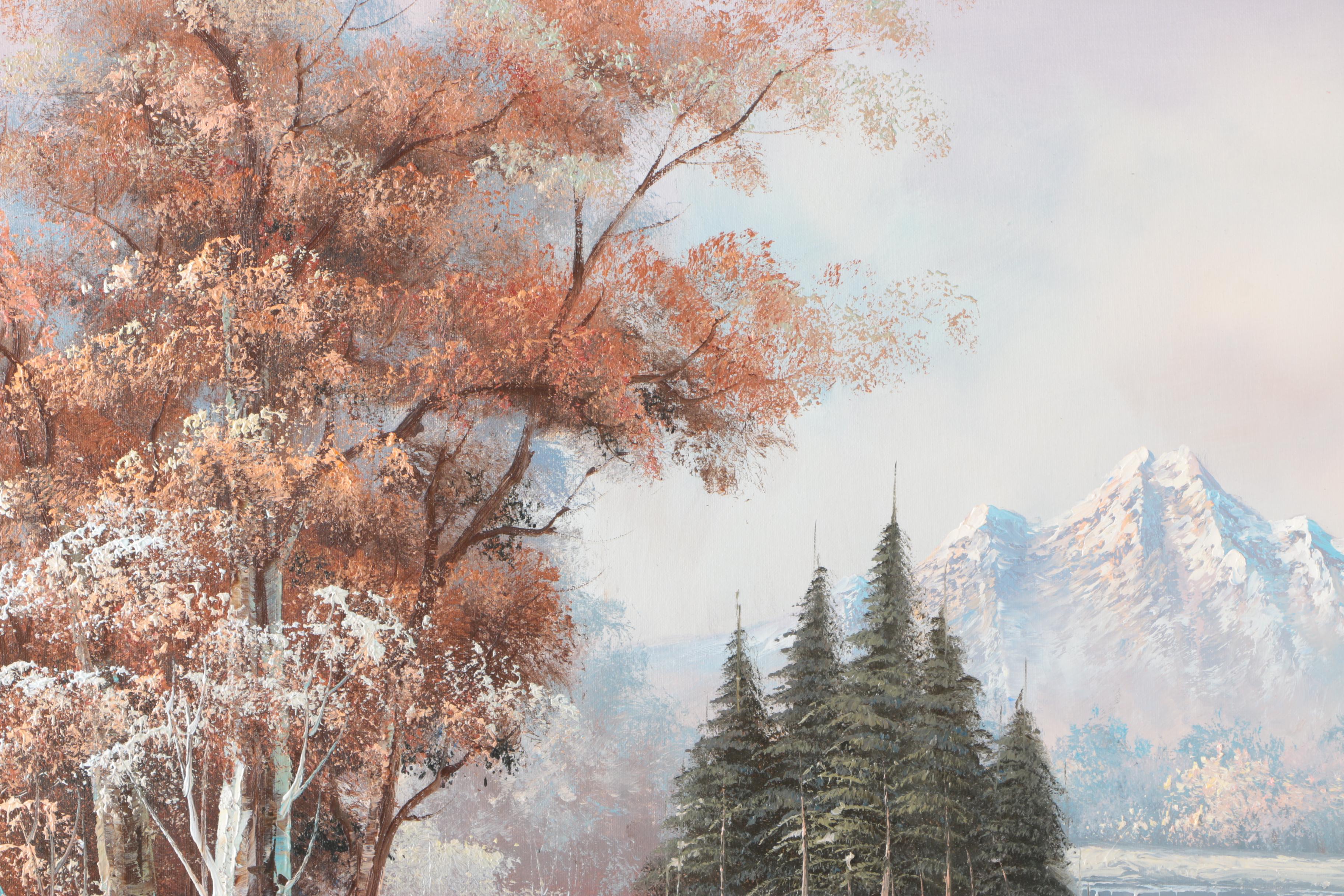 Original Signed and Framed Mountain Landscape Painting