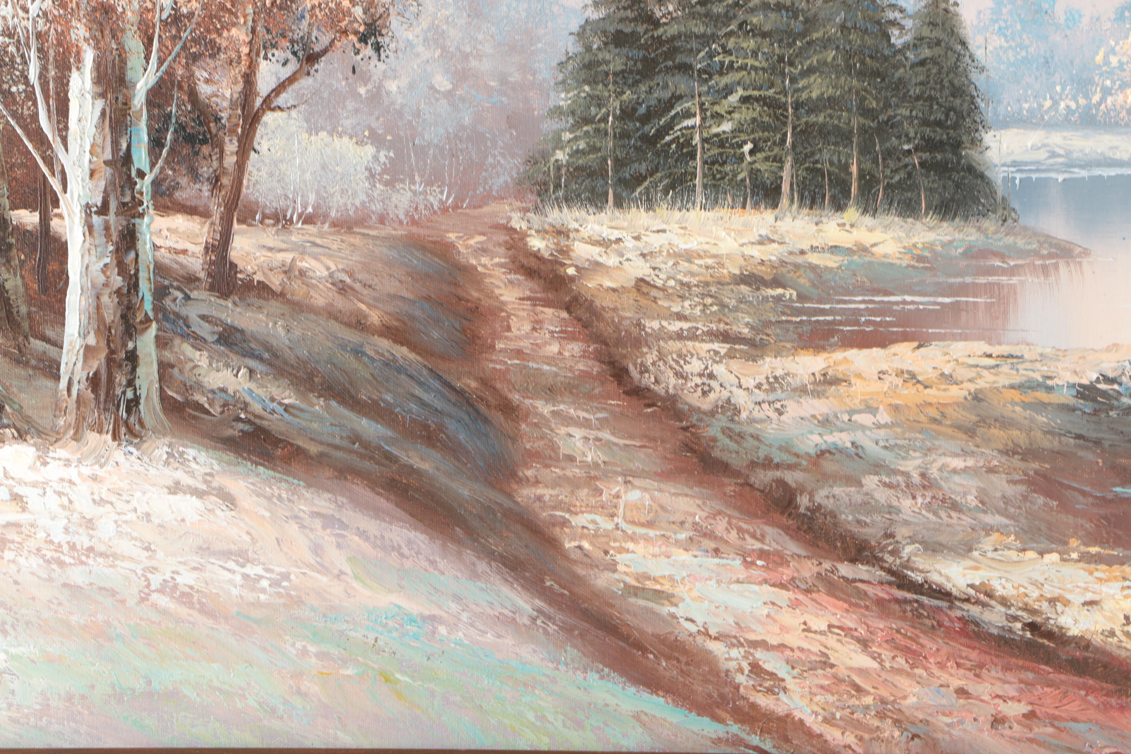 Original Signed and Framed Mountain Landscape Painting