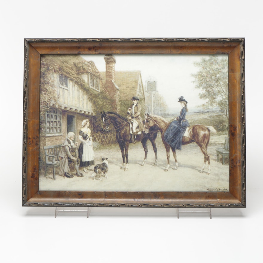 Giclee on Canvas of Two Figures on Horseback After Howard Hardy