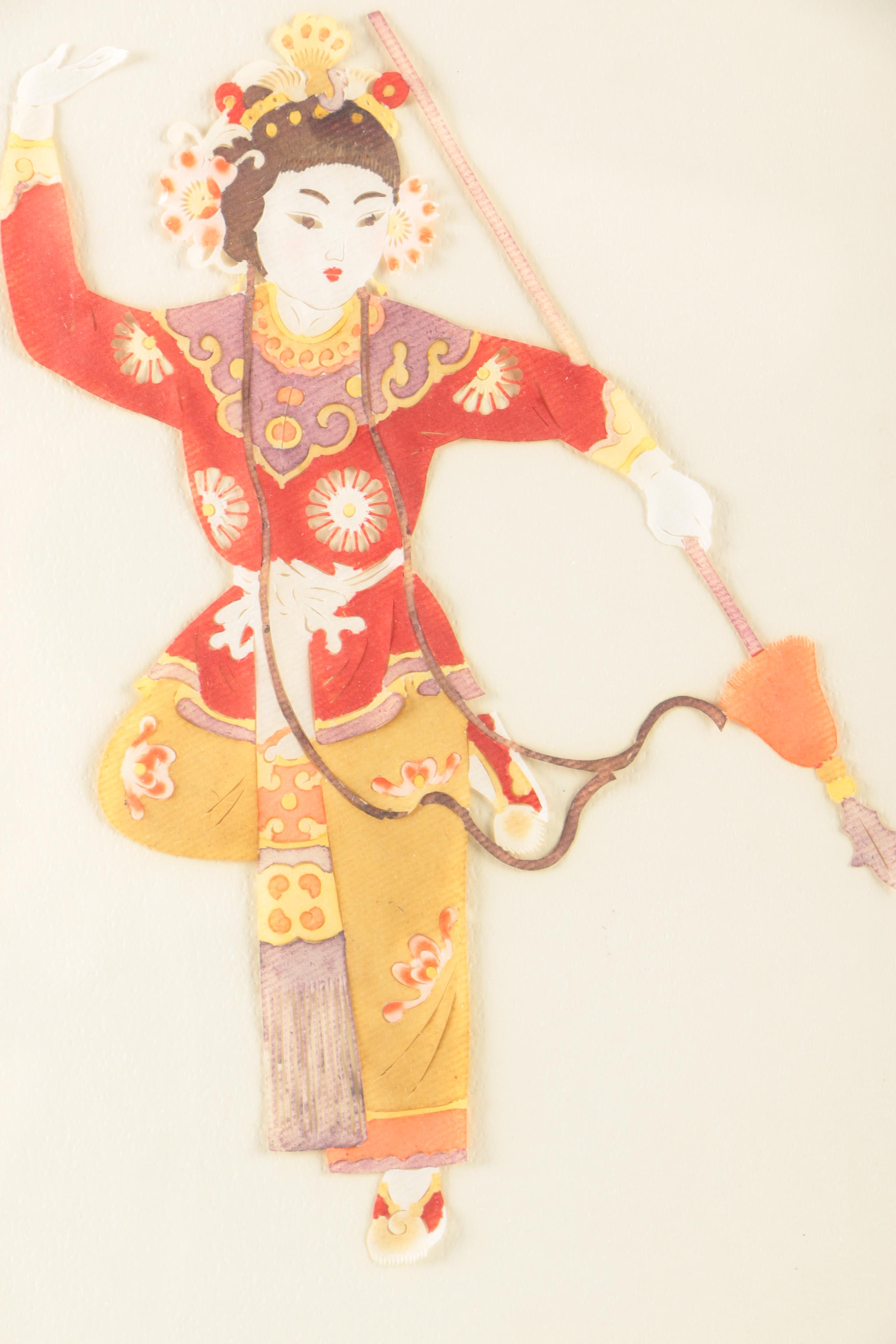 Taiwanese Watercolor Paper Cutouts of Robed Figures