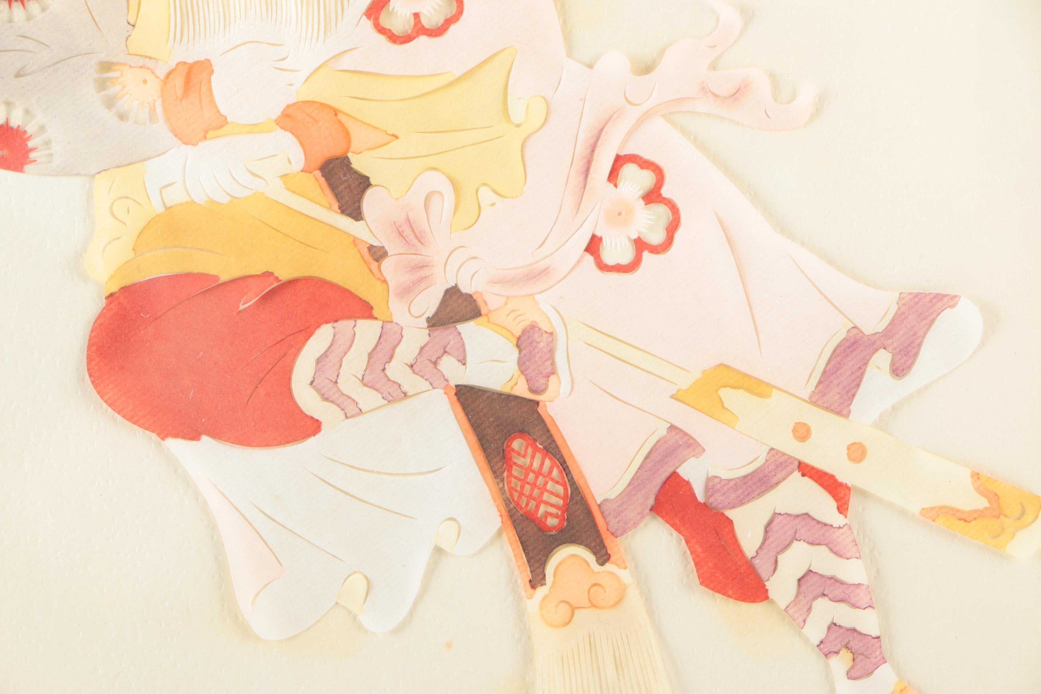 Taiwanese Watercolor Paper Cutouts of Robed Figures