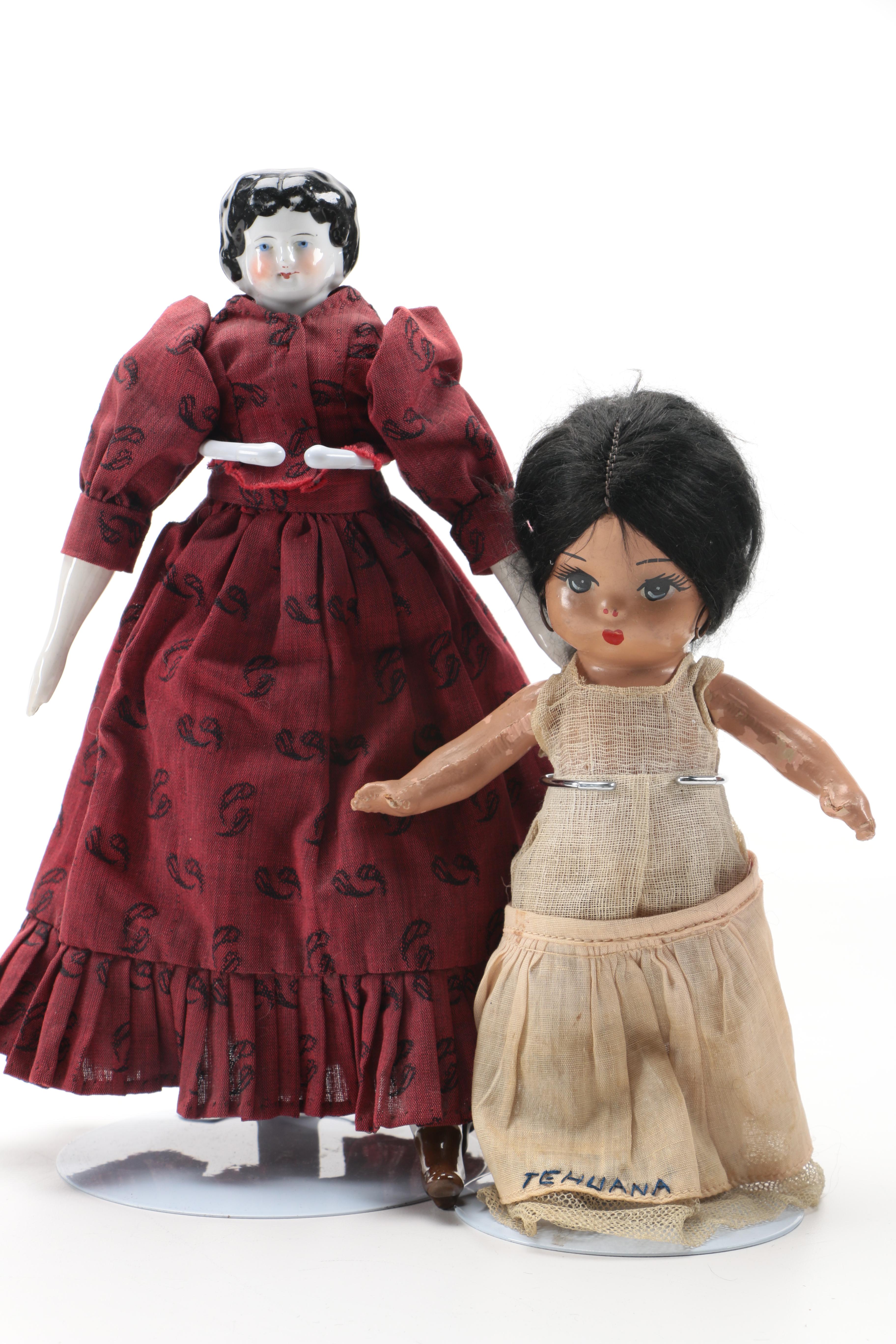 Black Haired Porcelain Dolls