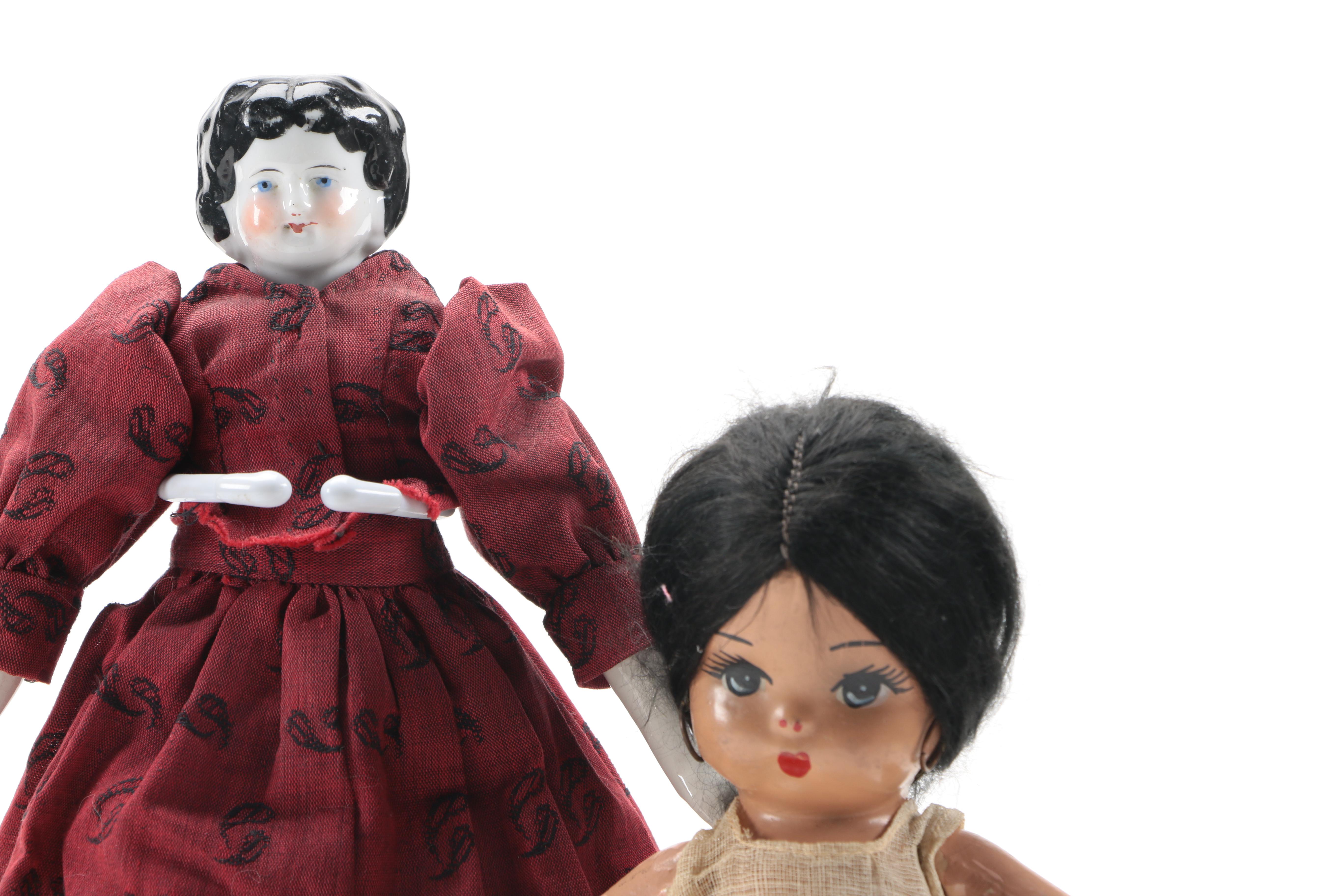 Black Haired Porcelain Dolls