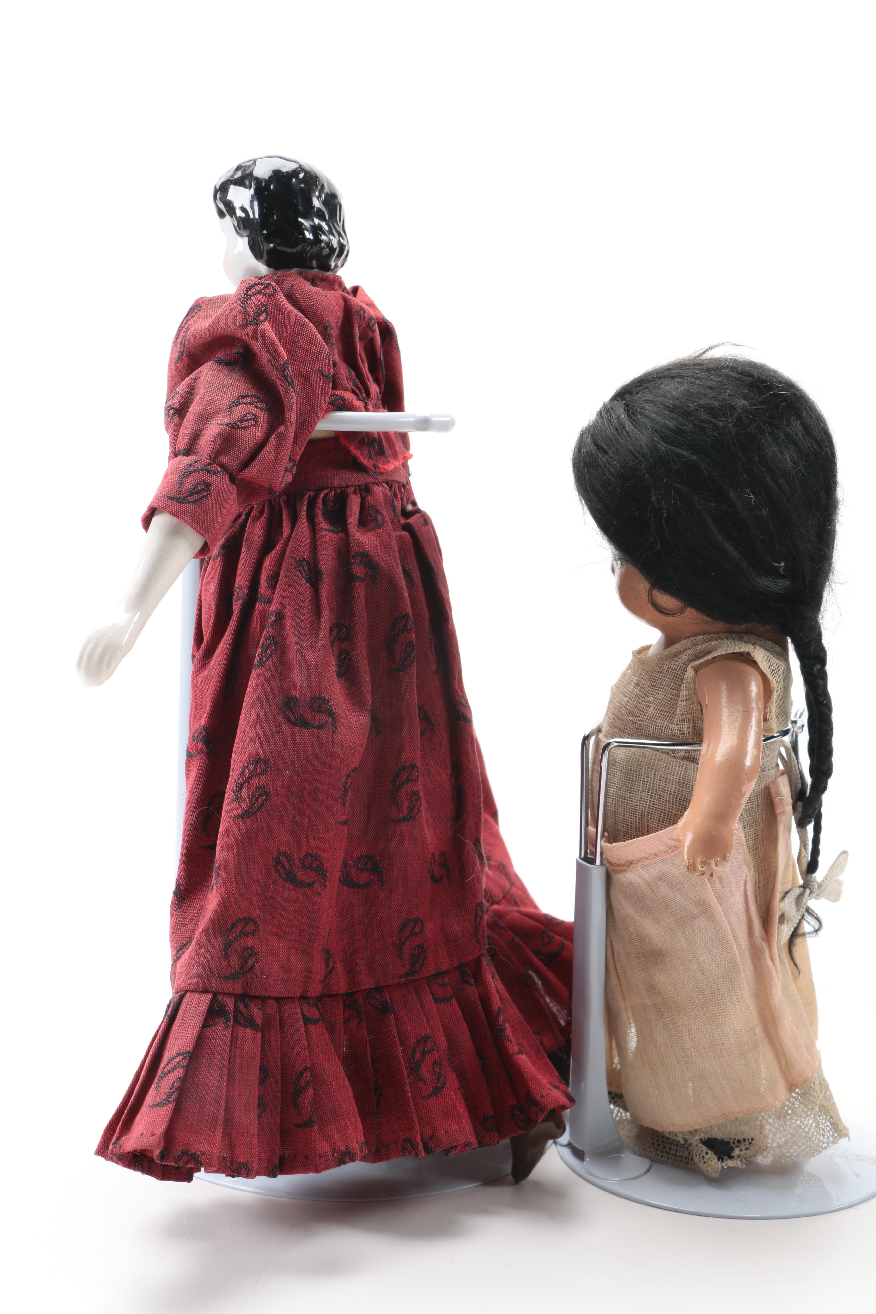 Black Haired Porcelain Dolls