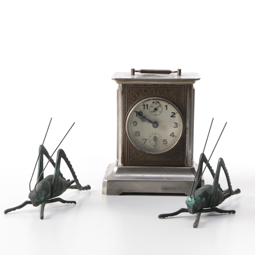 F. Mauthe Mantel Music Box Alarm Carriage Clock
